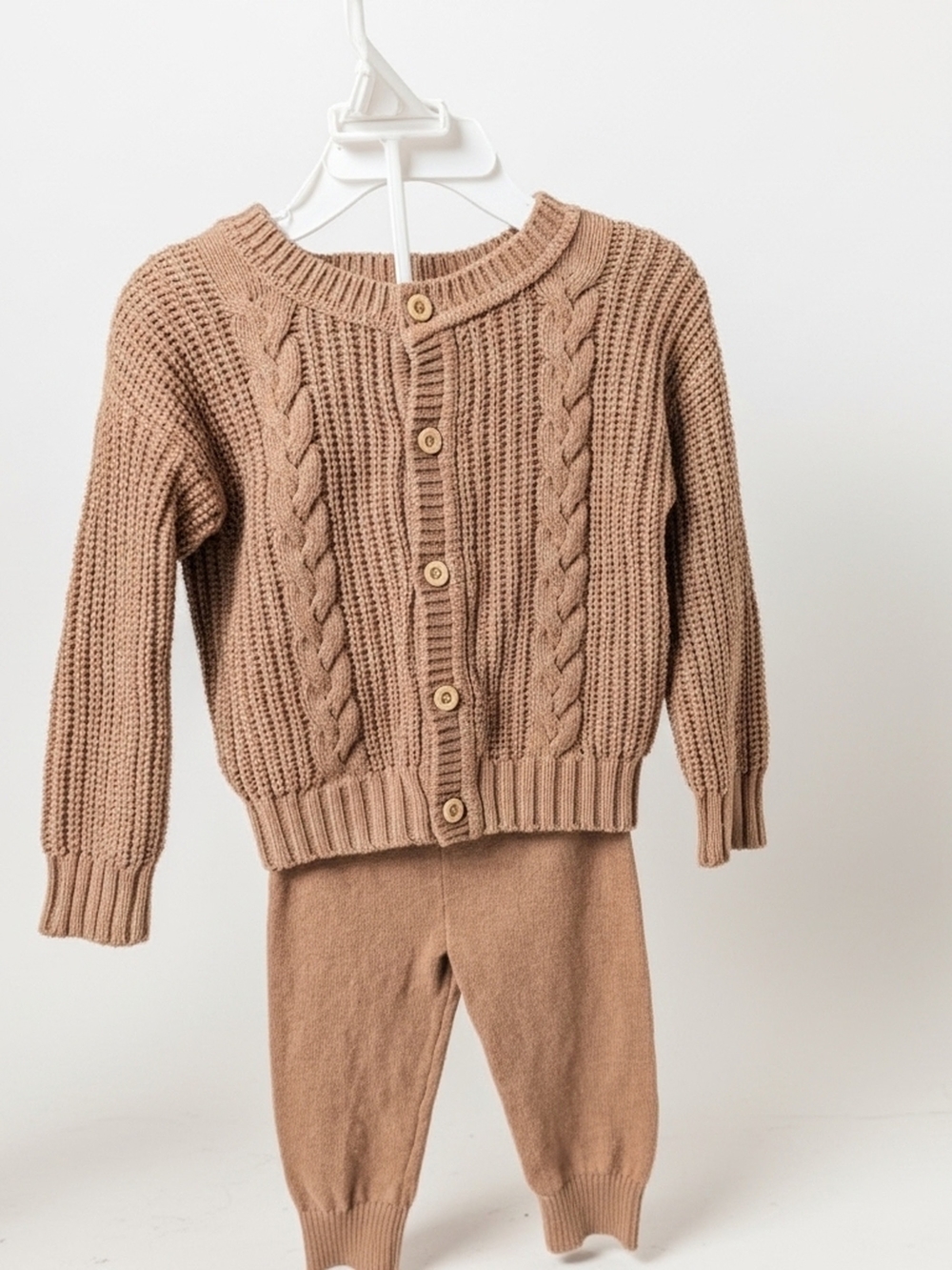 Cozy Cable Knit Two-Piece Set in Camel